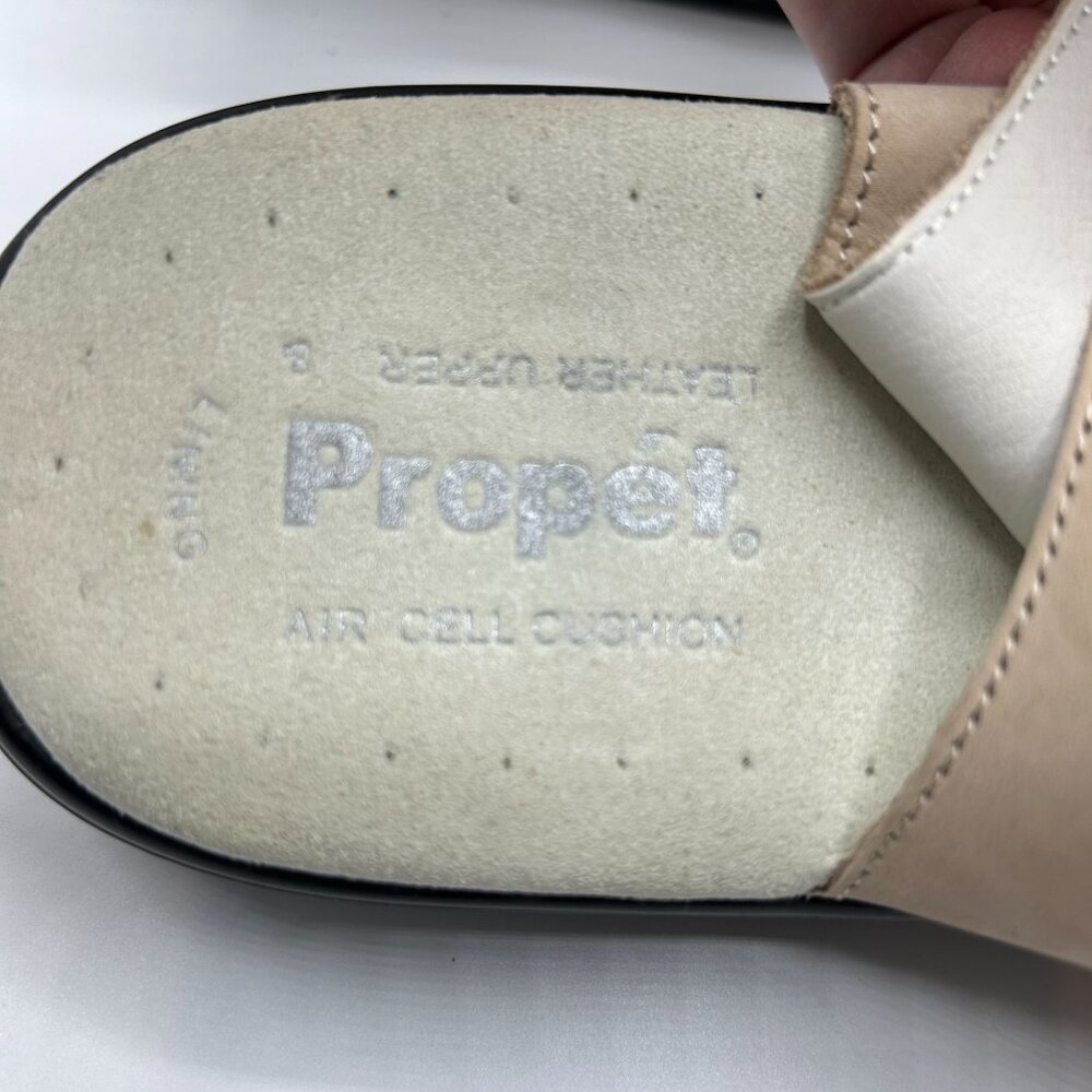 Propet Breeze Walker Size 12 Beige Leather Sandals With Adjustable Straps - Picture 9 of 10